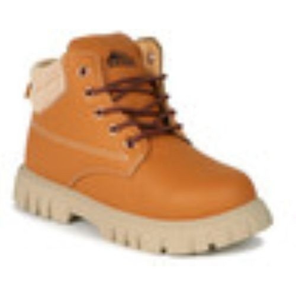 US SPORTS Boys Faux Leather Combat Boots Tan Lace Up 659-2407-8347-72 NEW